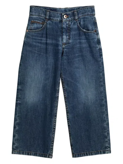 Brunello Cucinelli Kids' Five-pocket Jeans In Blue