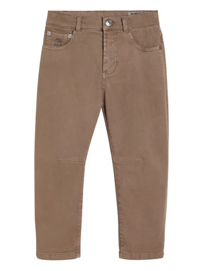 Brunello Cucinelli Kids' Five-pocket Jeans In Brown