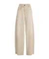 Brunello Cucinelli Women Beige Authentic Denim Wide Jeans With Monili In Gray