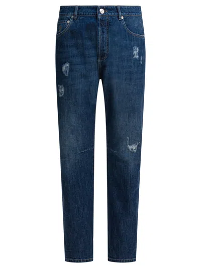 Brunello Cucinelli Five Pocket Leisure Fit Jeans In Blue