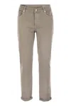 Brunello Cucinelli Five-pocket Traditional Fit Trousers In Light Comfort-dyed Denim In Beige