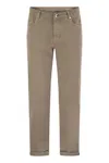 Brunello Cucinelli Five-pocket Traditional Fit Trousers In Light Comfort-dyed Denim In Beige