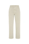 Brunello Cucinelli Beige Twill Loose Trousers In Khaki