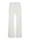 Brunello Cucinelli White Jeans With Wide Leg And Monil Detail On The Rear In Denim Woman In White