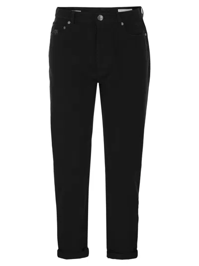 Brunello Cucinelli Five-pocket Cotton Jeans With A Contemporary Silhouette In Black