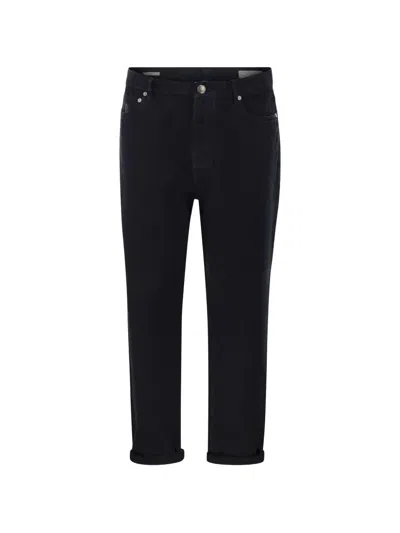 Brunello Cucinelli Five-pocket Cotton Jeans With A Contemporary Silhouette In Black