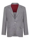 Brunello Cucinelli Single-breasted Linen Blend Blazer In Gray