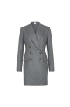 Brunello Cucinelli Flannel Blazer Dress With Monili In Gray