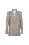 Brunello Cucinelli Virgin Wool Flannel Check Blazer In Brown