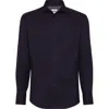 Brunello Cucinelli Men Flannel Slim Fit Shirt With Spread Collar In Black