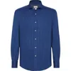 Brunello Cucinelli Tailored Herringbone Shirt Collar Button-down In Blue