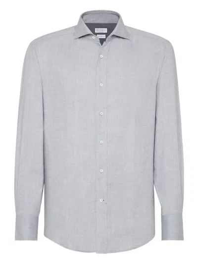 BRUNELLO CUCINELLI FLANNEL CHEVRON SHIRT