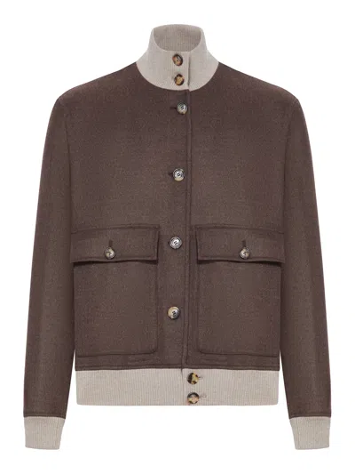 BRUNELLO CUCINELLI BRUNELLO CUCINELLI FLANNEL DOUBLE CLOTH BOMBER JACKET