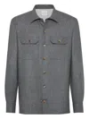 Brunello Cucinelli Virgin Wool Flannel Overshirt In Gray