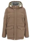 Brunello Cucinelli Flannel Down Jacket Puffer Jackets Beige In Brown