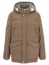 Brunello Cucinelli Flannel Down Jacket Puffer Jackets Beige In Brown
