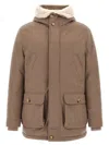 Brunello Cucinelli Flannel Down Jacket Puffer Jackets Beige In Brown