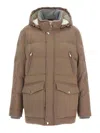 Brunello Cucinelli Flannel Down Jacket Puffer Jackets Beige In Brown