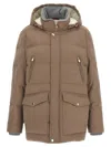 Brunello Cucinelli Flannel Down Jacket Puffer Jackets Beige In Brown