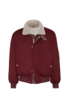 Brunello Cucinelli Wool Down-filled Bomber Jacket In Red