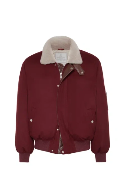 Brunello Cucinelli Flannel Down Jacket In Purple