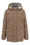 Brunello Cucinelli Flannel Down Jacket Puffer Jackets Beige In Sand