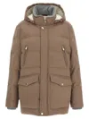 Brunello Cucinelli Flannel Down Jacket Puffer Jackets Beige In Neutral