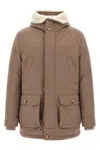 Brunello Cucinelli Flannel Down Jacket Puffer Jackets Beige In Brown