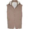 Brunello Cucinelli Clay Wool Padded Hooded Vest In Brown