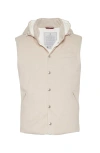 Brunello Cucinelli Bonded Wool Gilet In Sand