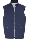 Brunello Cucinelli Zip-up Wool Padded Vest In Blue