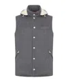 Brunello Cucinelli Flannel Hooded Down Vest In Gray
