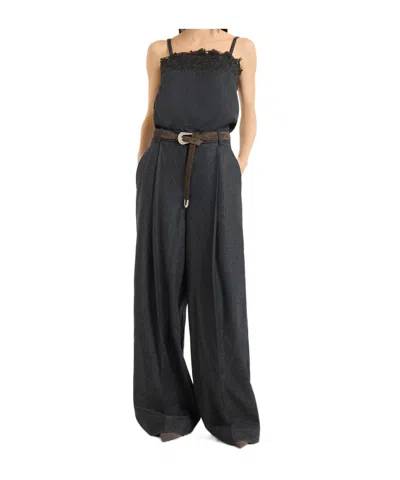 Brunello Cucinelli Flannel Jumpsuit In Gray