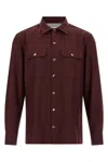 Brunello Cucinelli Long Sleeve Shirt Featuring Chest Pockets In Brown