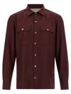 Brunello Cucinelli Long Sleeve Shirt Featuring Chest Pockets In Brown