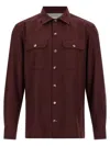 Brunello Cucinelli Long Sleeve Shirt Featuring Chest Pockets In Brown