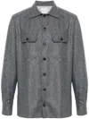 Brunello Cucinelli Wool Shirt With Straight Hem And Buttoned Hems In Gray