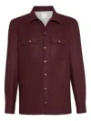 Brunello Cucinelli Long Sleeve Shirt Featuring Chest Pockets In Purple