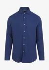 Brunello Cucinelli Tailored Herringbone Shirt Collar Button-down In Blue