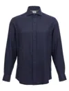 Brunello Cucinelli Men's Linen Easy Fit Shirt With Spread Collar In Blue