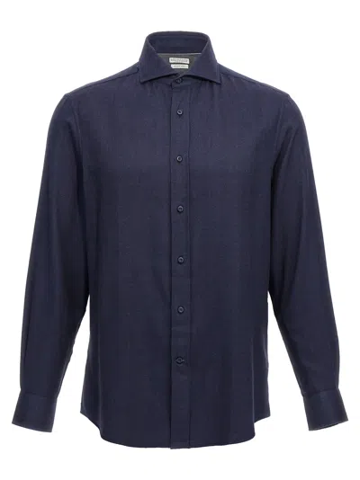 Brunello Cucinelli Flannel Shirt In Blue