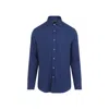 Brunello Cucinelli Tailored Herringbone Shirt Collar Button-down In Blue
