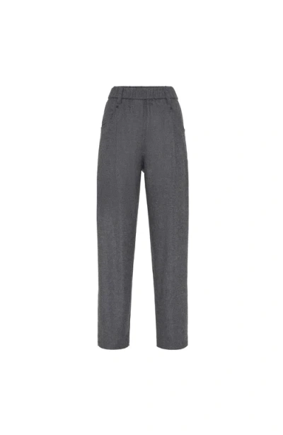 Brunello Cucinelli Flannel Twill Baggy Trousers In Gray