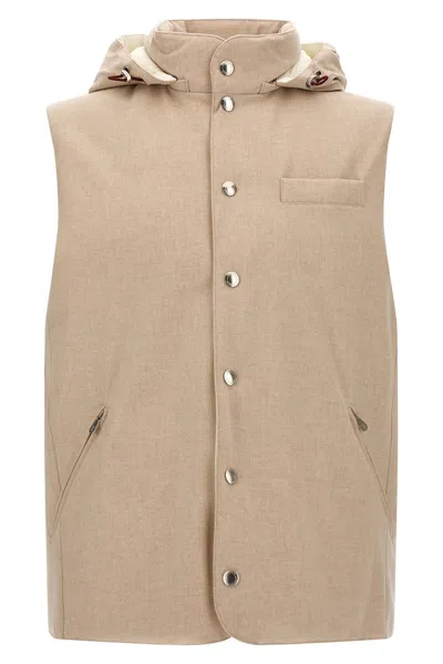 Brunello Cucinelli Flannel Vest In Neutral