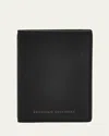 Brunello Cucinelli Flap Leather Card Holder In Black