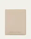 Brunello Cucinelli Flap Leather Card Holder In Ivory