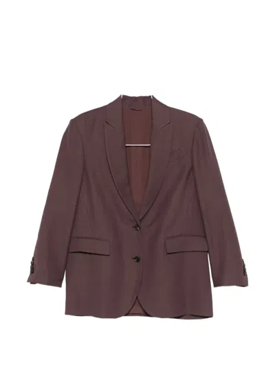 Brunello Cucinelli Flap-pocket Button Blazer In Purple