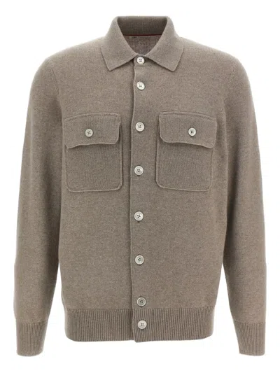 BRUNELLO CUCINELLI FLAP-POCKET COLLARED CARDIGAN