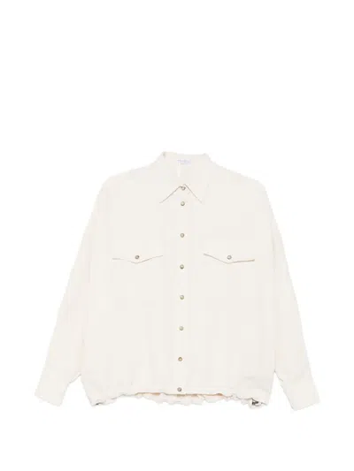Brunello Cucinelli Flap-pocket Drawstring Shirt In Neutral