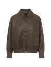 Brunello Cucinelli Flap-pocket Leather Jacket In Brown